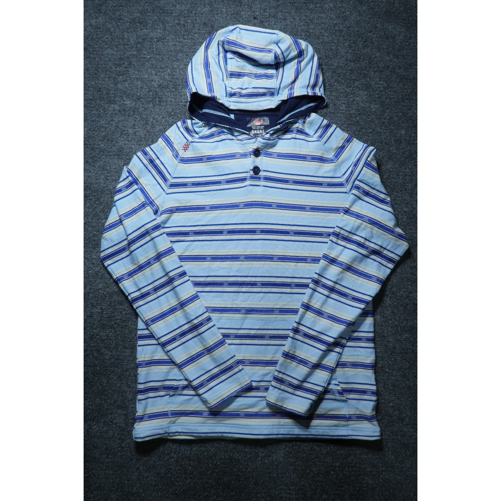 Rhone Endless Sun Bolinas Beach Poncho Hoodie Mens M Blue Stripe Henley Pullover